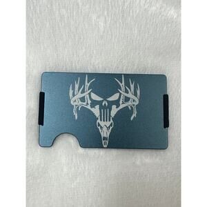 MINIMALIST RFID BLOCKING MATTE BLUE PUNISHER DEER SKULL WALLET